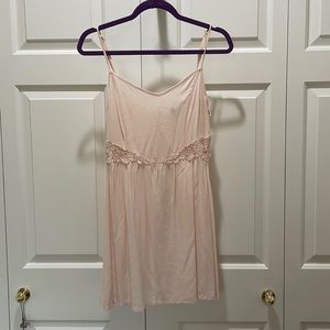 Baby pink sundress w/ lace cutout detail
